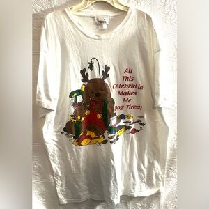 Vintage Christmas T-Shirt Sleep Shirt OSFM Fits XL 1X Lab Puppy Cute